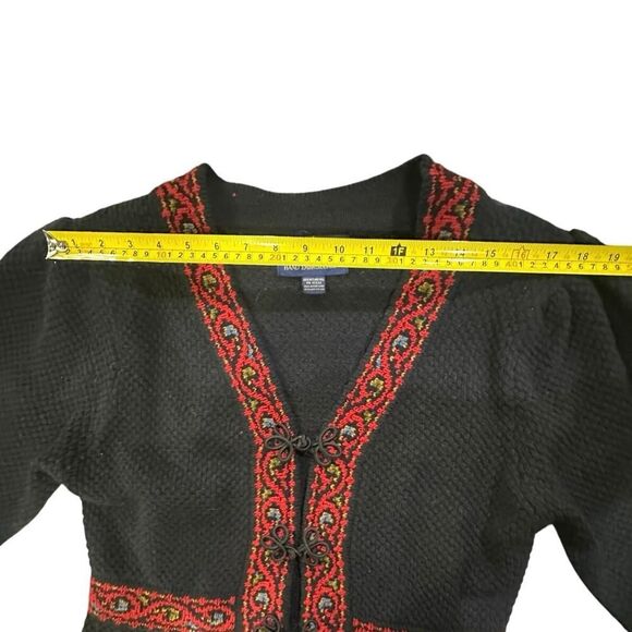 VINTAGE 100% Shetland Wool Hand Embroidered Icelandic Cardigan Women’s SZ Large - Picture 11 of 13